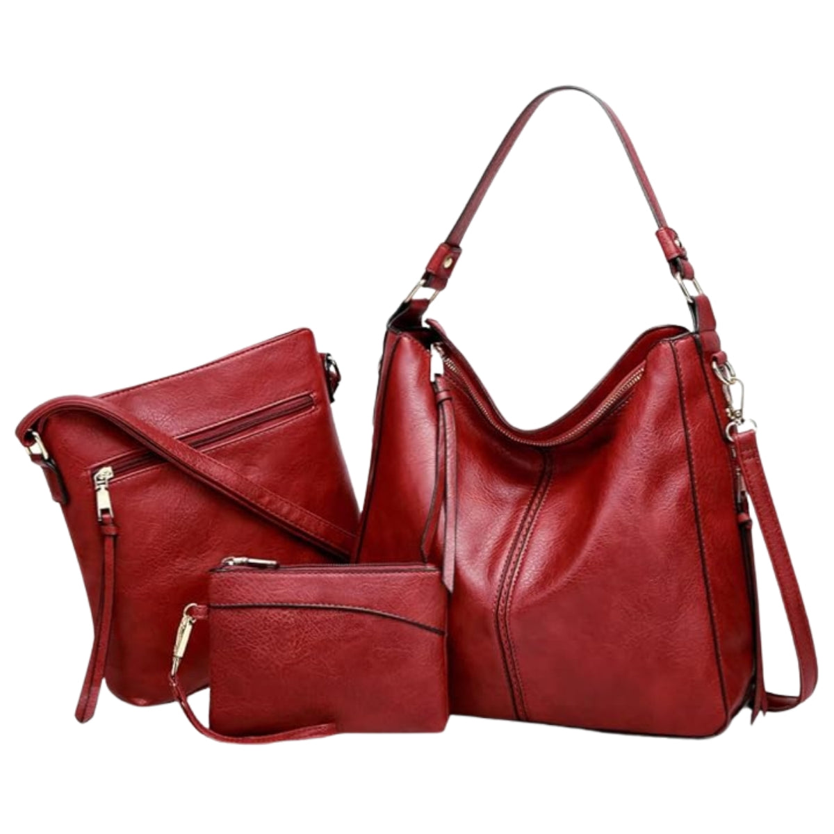 Luxury Leather 3-Piece Hobo Bag Set