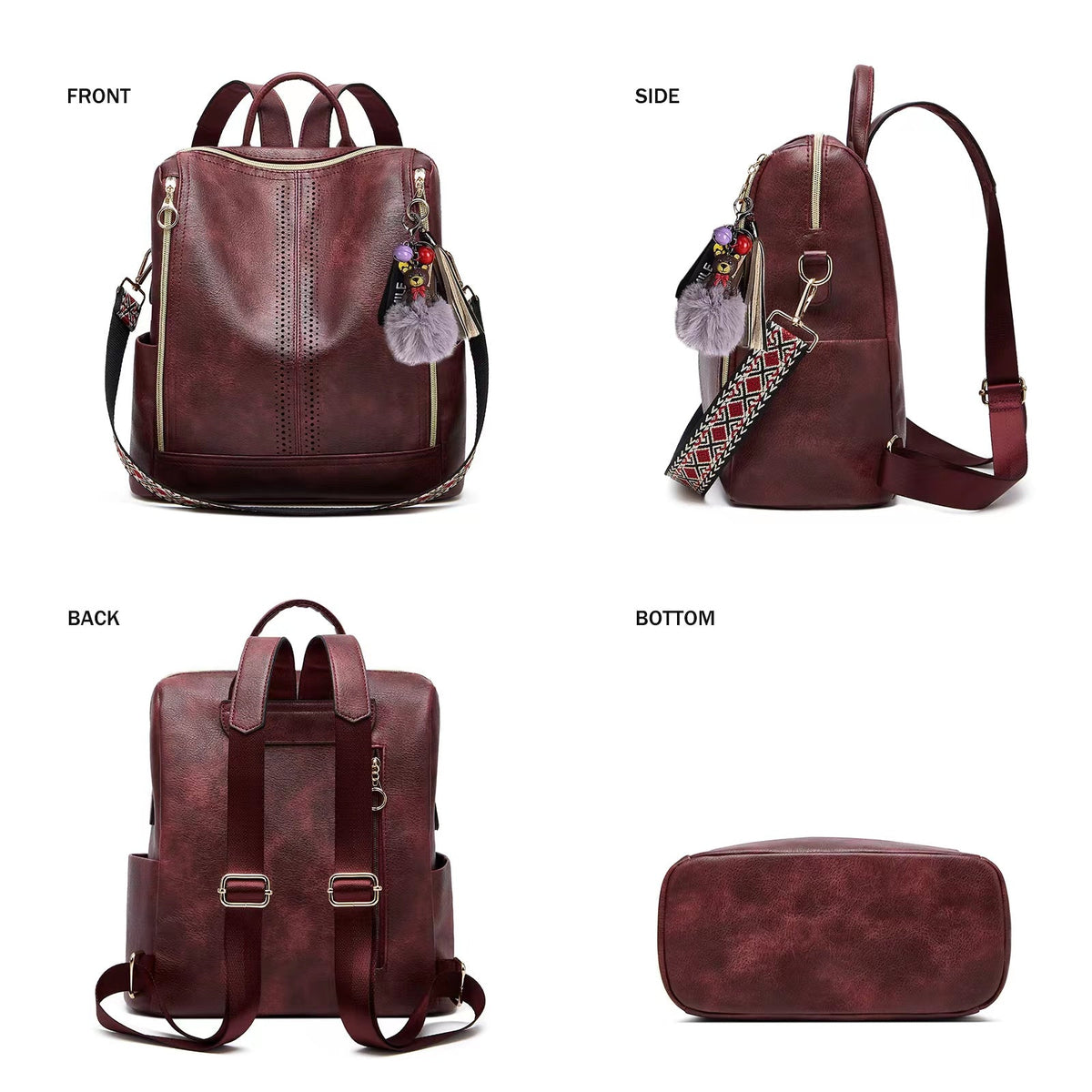 Luxury Leather 2-in-1 Convertible Backpack + Free Pouch
