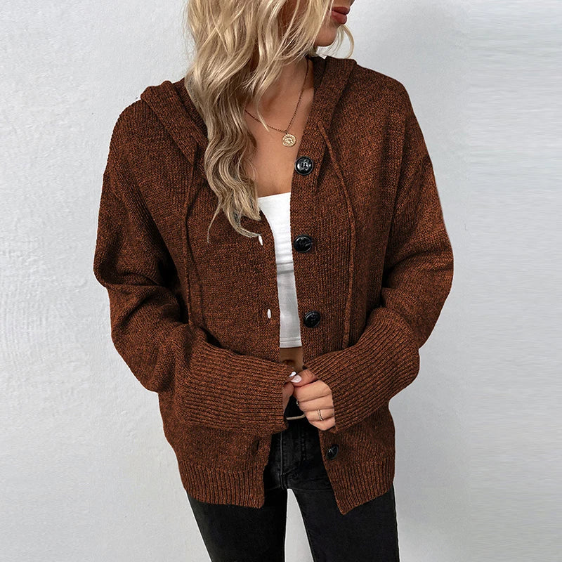 Vivian - Women's Relaxed Hooded Knit Cardigan