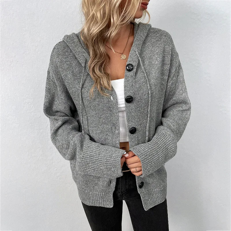 Vivian - Women's Relaxed Hooded Knit Cardigan